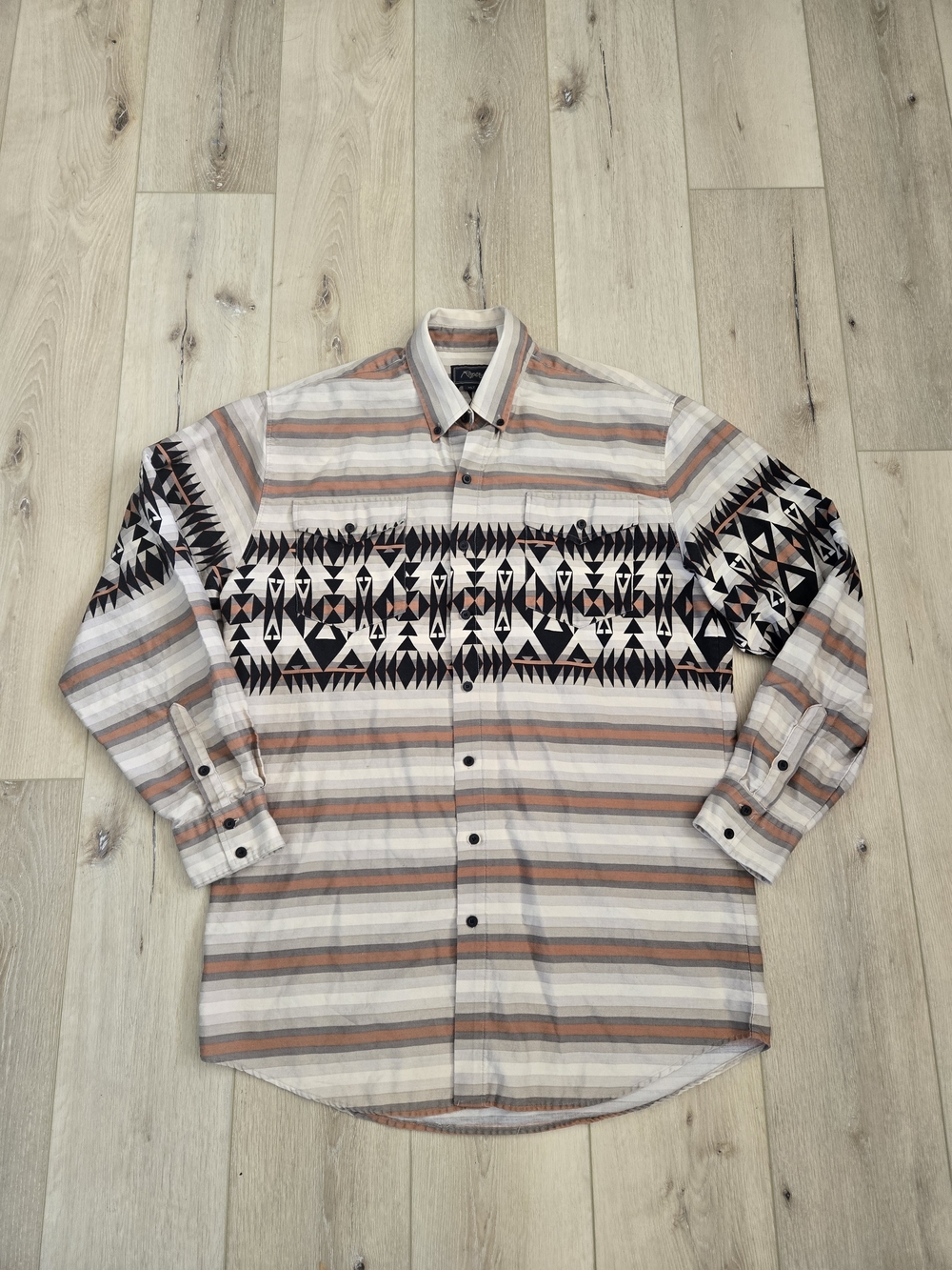 Roper Men's XLT Big & Tall Western Geometric Long Sleeve Cotton Shirt Button Up